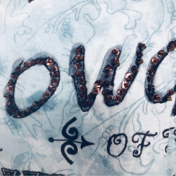 Take two women’s 3/4 inch sleeve‎ blue top graphic, cowboy size large - Picture 3 of 6